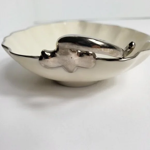 Lenox Candy Trinket Jewelry Dish Leaf With Silver Trim Vintage USA Home Decor - Picture 5 of 16